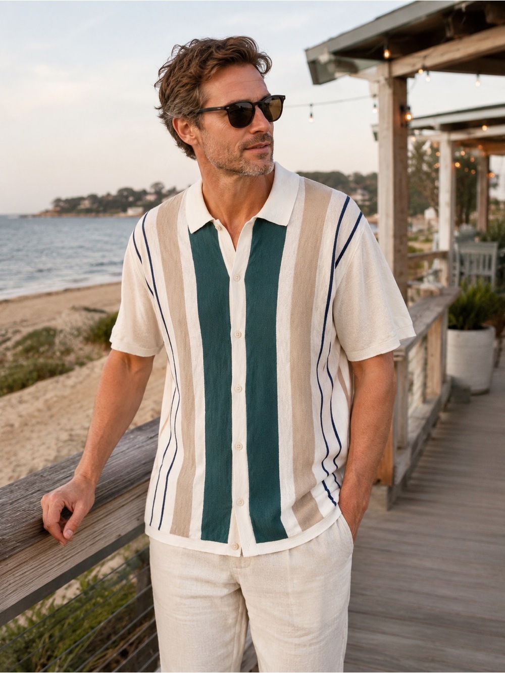 Club Room Linen Blend Polo XL Coastal Knit